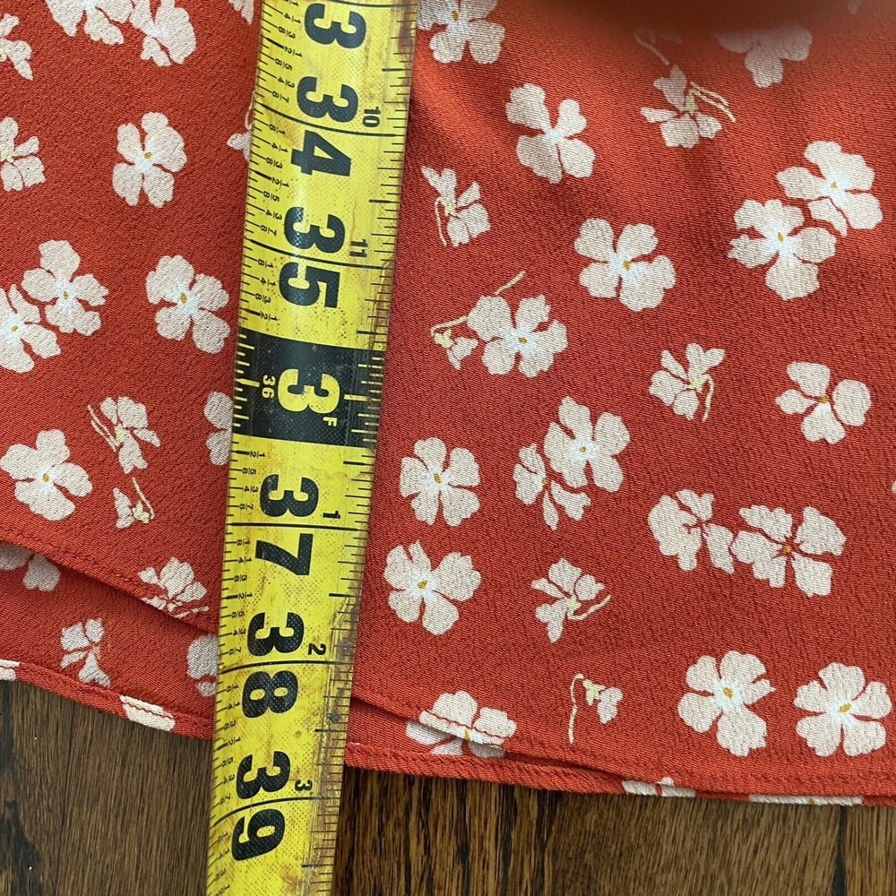 Madewell Womens Red Boho Floral Babydoll Dress Plus Size 22 Tie Sleeve Prairie - Picture 10 of 11